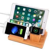 Wooden Valet Charing Station for phone and tablet charging with Charging Status Indicator